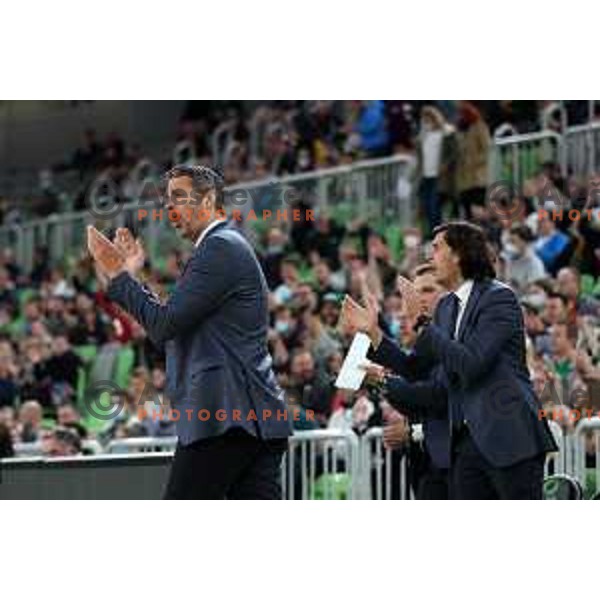 Jurica Golemac, head coach of Cedevita Olimpija in action during 7days EuroCup regular season basketball match between Cedevita Olimpija and Reyer Venezia in Stozice, Arena, Ljubljana, Slovenia on March 23, 2022