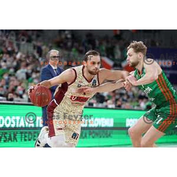 Jaka Blazic of Cedevita Olimpija in action during 7days EuroCup regular season basketball match between Cedevita Olimpija and Reyer Venezia in Stozice, Arena, Ljubljana, Slovenia on March 23, 2022