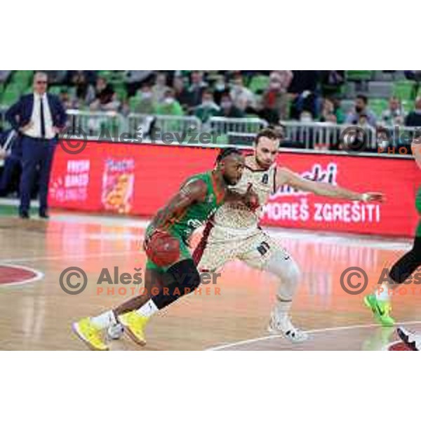 Jacob Pullen of Cedevita Olimpija in action during 7days EuroCup regular season basketball match between Cedevita Olimpija and Reyer Venezia in Stozice, Arena, Ljubljana, Slovenia on March 23, 2022