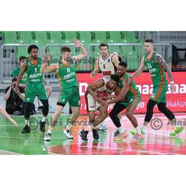 Melvin Ejim of Cedevita Olimpija in action during 7days EuroCup regular season basketball match between Cedevita Olimpija and Reyer Venezia in Stozice, Arena, Ljubljana, Slovenia on March 23, 2022