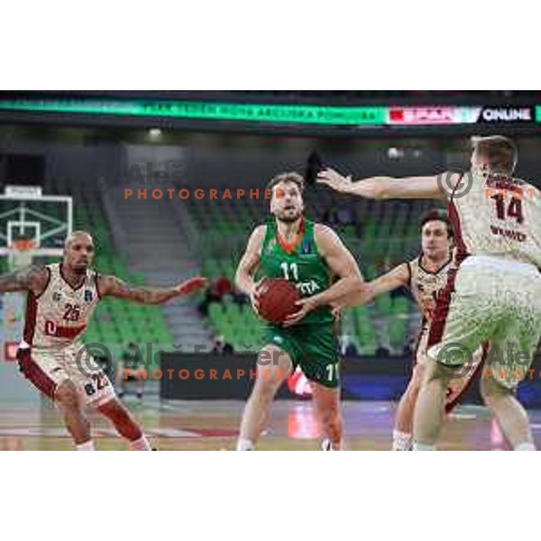 Jaka Blazic of Cedevita Olimpija in action during 7days EuroCup regular season basketball match between Cedevita Olimpija and Reyer Venezia in Stozice, Arena, Ljubljana, Slovenia on March 23, 2022