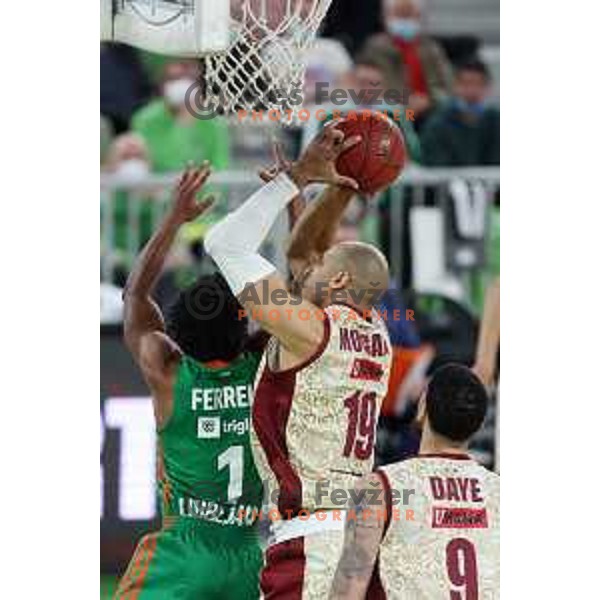 Of Cedevita Olimpija in action during 7days EuroCup regular season basketball match between Cedevita Olimpija and Reyer Venezia in Stozice, Arena, Ljubljana, Slovenia on March 23, 2022
