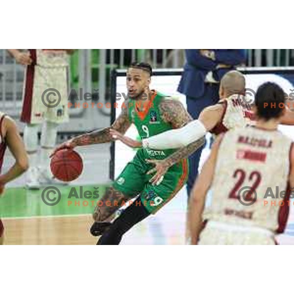 Zach Auguste of Cedevita Olimpija in action during 7days EuroCup regular season basketball match between Cedevita Olimpija and Reyer Venezia in Stozice, Arena, Ljubljana, Slovenia on March 23, 2022