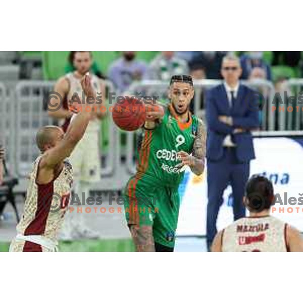 Zach Auguste of Cedevita Olimpija in action during 7days EuroCup regular season basketball match between Cedevita Olimpija and Reyer Venezia in Stozice, Arena, Ljubljana, Slovenia on March 23, 2022