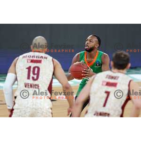 Jacob Pullen of Cedevita Olimpija in action during 7days EuroCup regular season basketball match between Cedevita Olimpija and Reyer Venezia in Stozice, Arena, Ljubljana, Slovenia on March 23, 2022