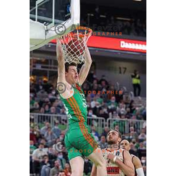 Luka Scuka of Cedevita Olimpija in action during 7days EuroCup regular season basketball match between Cedevita Olimpija and Reyer Venezia in Stozice, Arena, Ljubljana, Slovenia on March 23, 2022