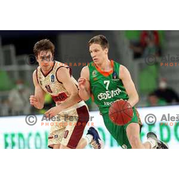 Dan Duscak of Cedevita Olimpija in action during 7days EuroCup regular season basketball match between Cedevita Olimpija and Reyer Venezia in Stozice, Arena, Ljubljana, Slovenia on March 23, 2022