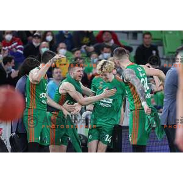 Of Cedevita Olimpija in action during 7days EuroCup regular season basketball match between Cedevita Olimpija and Reyer Venezia in Stozice, Arena, Ljubljana, Slovenia on March 23, 2022