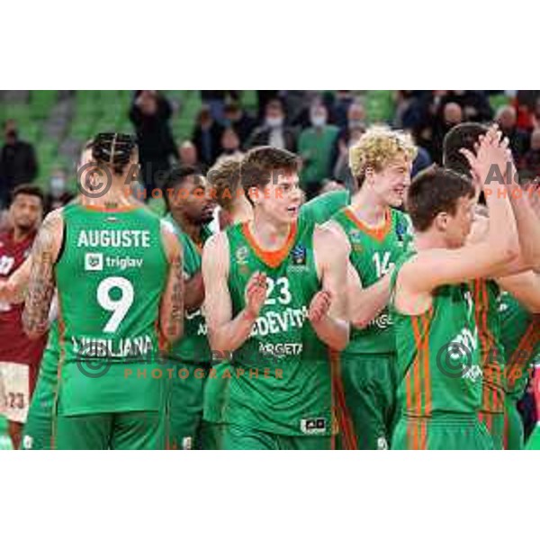 Luka Scuka of Cedevita Olimpija in action during 7days EuroCup regular season basketball match between Cedevita Olimpija and Reyer Venezia in Stozice, Arena, Ljubljana, Slovenia on March 23, 2022