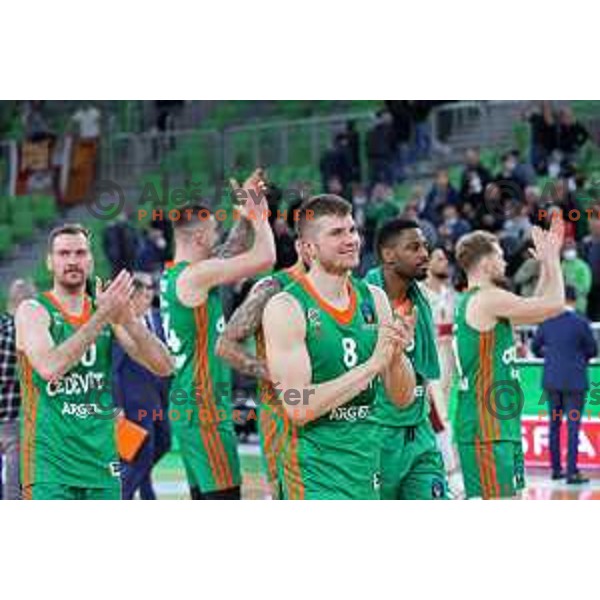 Of Cedevita Olimpija in action during 7days EuroCup regular season basketball match between Cedevita Olimpija and Reyer Venezia in Stozice, Arena, Ljubljana, Slovenia on March 23, 2022