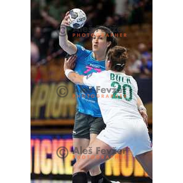 Andrea Lekic in action during EHF Champions League Women 2021-2022 handball match between Krim Mercator (SLO) and FTC Rail-Cargo Hungaria in Ljubljana, Slovenia on March 26, 2022