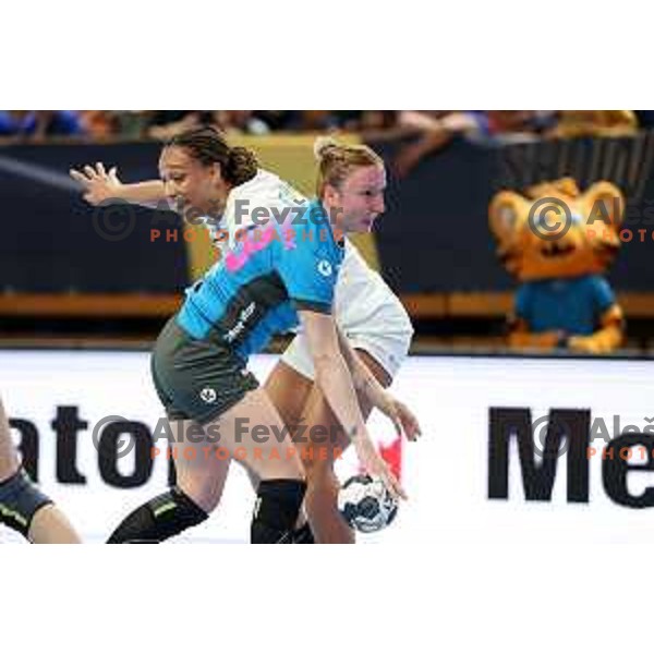 Katarina Krpez Slezak in action during EHF Champions League Women 2021-2022 handball match between Krim Mercator (SLO) and FTC Rail-Cargo Hungaria in Ljubljana, Slovenia on March 26, 2022