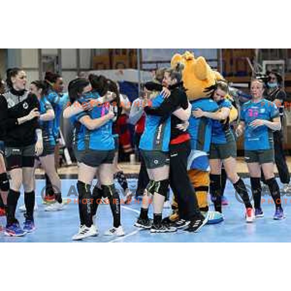 in action during EHF Champions League Women 2021-2022 handball match between Krim Mercator (SLO) and FTC Rail-Cargo Hungaria in Ljubljana, Slovenia on March 26, 2022