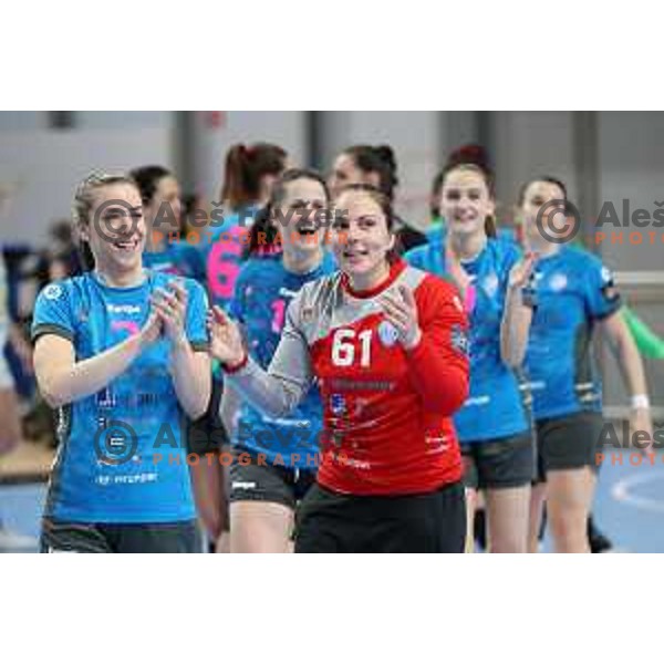 Jovana Risovic in action during EHF Champions League Women 2021-2022 handball match between Krim Mercator (SLO) and FTC Rail-Cargo Hungaria in Ljubljana, Slovenia on March 26, 2022