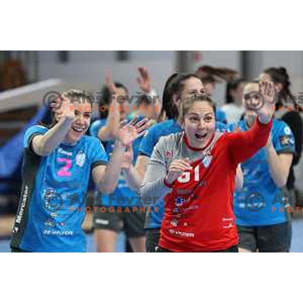 Jovana Risovic in action during EHF Champions League Women 2021-2022 handball match between Krim Mercator (SLO) and FTC Rail-Cargo Hungaria in Ljubljana, Slovenia on March 26, 2022