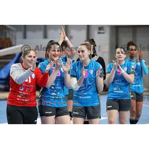 in action during EHF Champions League Women 2021-2022 handball match between Krim Mercator (SLO) and FTC Rail-Cargo Hungaria in Ljubljana, Slovenia on March 26, 2022