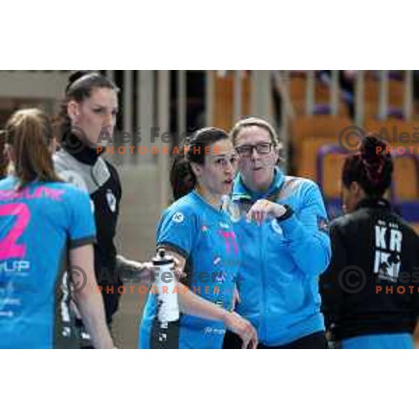 Nataliya Derepasko, head coach of Krim during EHF Champions League Women 2021-2022 handball match between Krim Mercator (SLO) and FTC Rail-Cargo Hungaria in Ljubljana, Slovenia on March 26, 2022