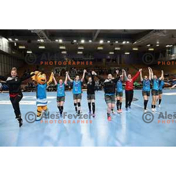 in action during EHF Champions League Women 2021-2022 handball match between Krim Mercator (SLO) and FTC Rail-Cargo Hungaria in Ljubljana, Slovenia on March 26, 2022