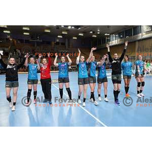 in action during EHF Champions League Women 2021-2022 handball match between Krim Mercator (SLO) and FTC Rail-Cargo Hungaria in Ljubljana, Slovenia on March 26, 2022