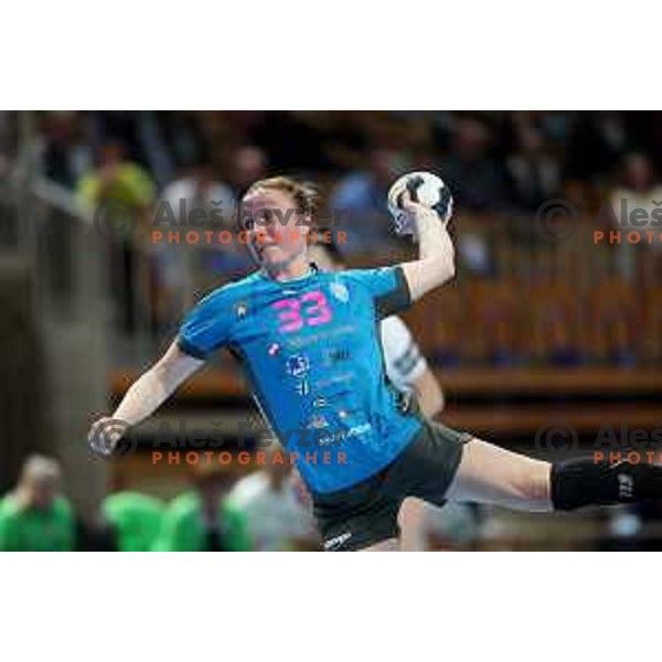 Katarina Krpez Slezak in action during EHF Champions League Women 2021-2022 handball match between Krim Mercator (SLO) and FTC Rail-Cargo Hungaria in Ljubljana, Slovenia on March 26, 2022