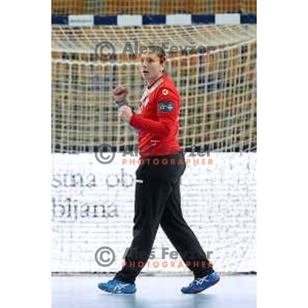 Jovana Risovic in action during EHF Champions League Women 2021-2022 handball match between Krim Mercator (SLO) and FTC Rail-Cargo Hungaria in Ljubljana, Slovenia on March 26, 2022
