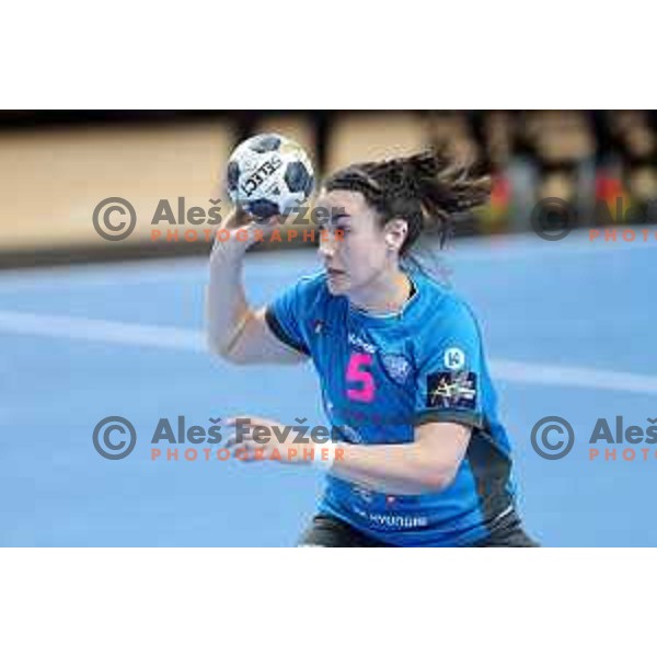 Tjasa Stanko in action during EHF Champions League Women 2021-2022 handball match between Krim Mercator (SLO) and FTC Rail-Cargo Hungaria in Ljubljana, Slovenia on March 26, 2022