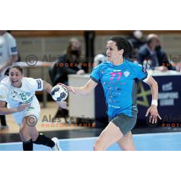 Andrea Lekic in action during EHF Champions League Women 2021-2022 handball match between Krim Mercator (SLO) and FTC Rail-Cargo Hungaria in Ljubljana, Slovenia on March 26, 2022