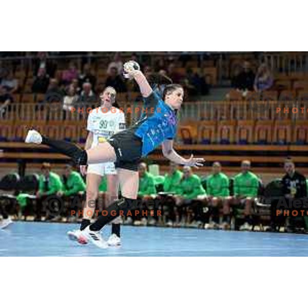 in action during EHF Champions League Women 2021-2022 handball match between Krim Mercator (SLO) and FTC Rail-Cargo Hungaria in Ljubljana, Slovenia on March 26, 2022