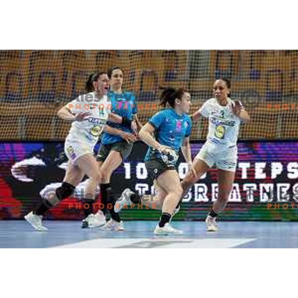 Tjasa Stanko in action during EHF Champions League Women 2021-2022 handball match between Krim Mercator (SLO) and FTC Rail-Cargo Hungaria in Ljubljana, Slovenia on March 26, 2022