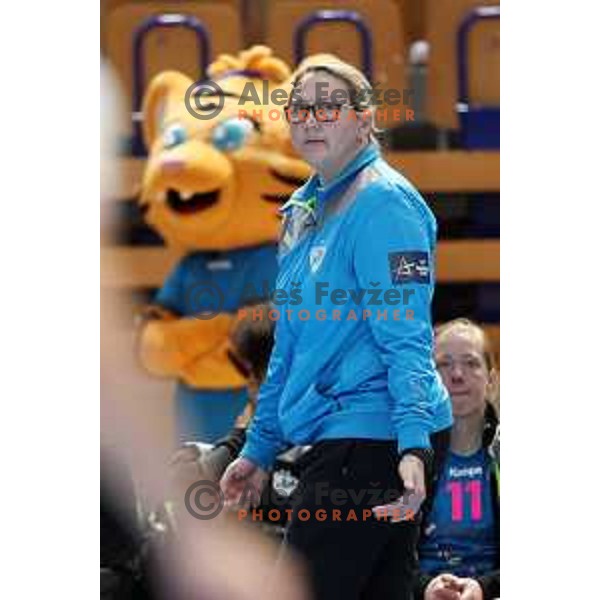Nataliya Derepasko, head coach of Krim during EHF Champions League Women 2021-2022 handball match between Krim Mercator (SLO) and FTC Rail-Cargo Hungaria in Ljubljana, Slovenia on March 26, 2022