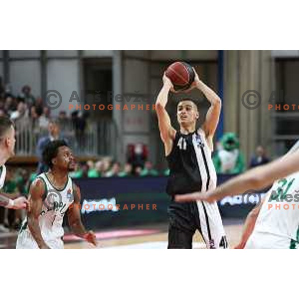 Yam Madar in action during ABA league regular season basketball match between Cedevita Olimpija and Partizan NIS in Tivoli Hall, Ljubljana, Slovenia on March 27, 2022