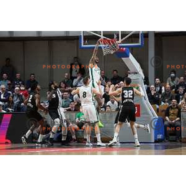 in action during ABA league regular season basketball match between Cedevita Olimpija and Partizan NIS in Tivoli Hall, Ljubljana, Slovenia on March 27, 2022