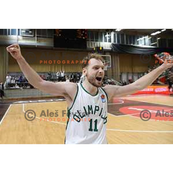 Jaka Blazic in action during ABA league regular season basketball match between Cedevita Olimpija and Partizan NIS in Tivoli Hall, Ljubljana, Slovenia on March 27, 2022