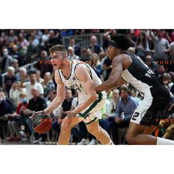 in action during ABA league regular season basketball match between Cedevita Olimpija and Partizan NIS in Tivoli Hall, Ljubljana, Slovenia on March 27, 2022