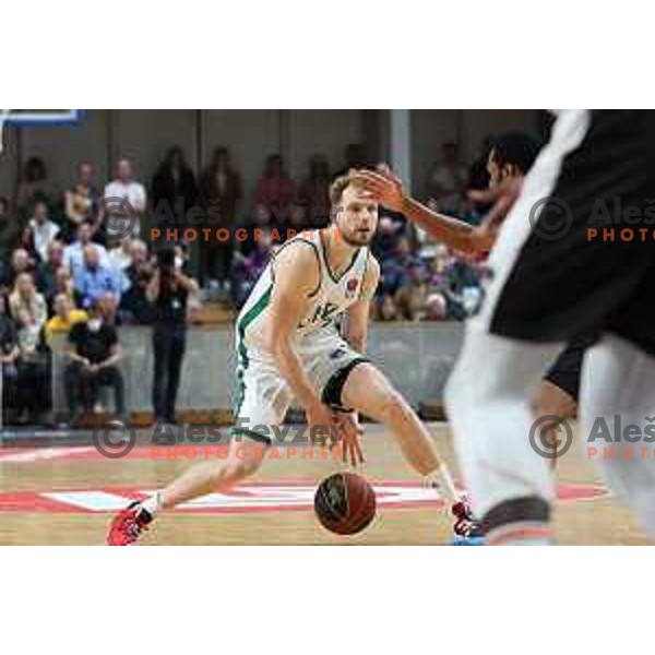 Jaka Blazic in action during ABA league regular season basketball match between Cedevita Olimpija and Partizan NIS in Tivoli Hall, Ljubljana, Slovenia on March 27, 2022