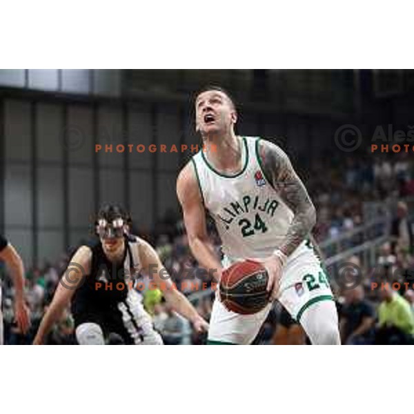 Alen Omic in action during ABA league regular season basketball match between Cedevita Olimpija and Partizan NIS in Tivoli Hall, Ljubljana, Slovenia on March 27, 2022