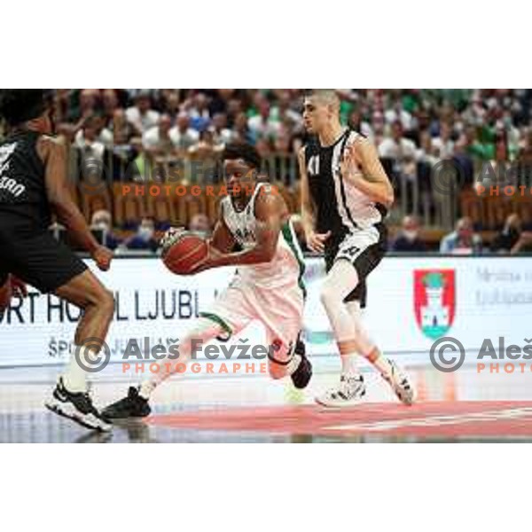 Yogi Ferrell in action during ABA league regular season basketball match between Cedevita Olimpija and Partizan NIS in Tivoli Hall, Ljubljana, Slovenia on March 27, 2022