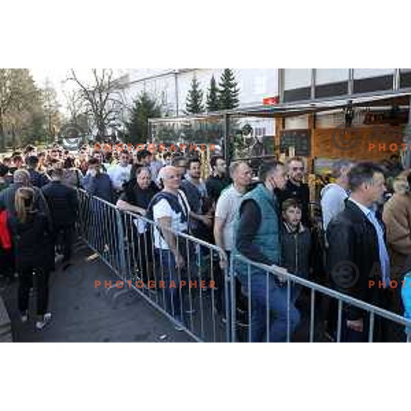 Fans of Cedevita Olimpija during ABA league regular season basketball match between Cedevita Olimpija and Partizan NIS in Tivoli Hall, Ljubljana, Slovenia on March 27, 2022