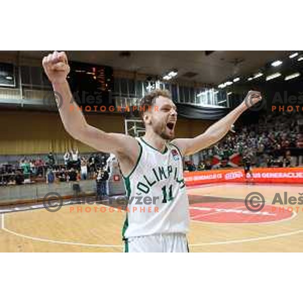 Jaka Blazic in action during ABA league regular season basketball match between Cedevita Olimpija and Partizan NIS in Tivoli Hall, Ljubljana, Slovenia on March 27, 2022