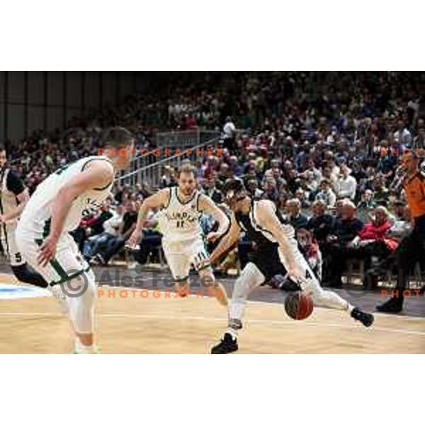 Aleksa Avaramovic in action during ABA league regular season basketball match between Cedevita Olimpija and Partizan NIS in Tivoli Hall, Ljubljana, Slovenia on March 27, 2022