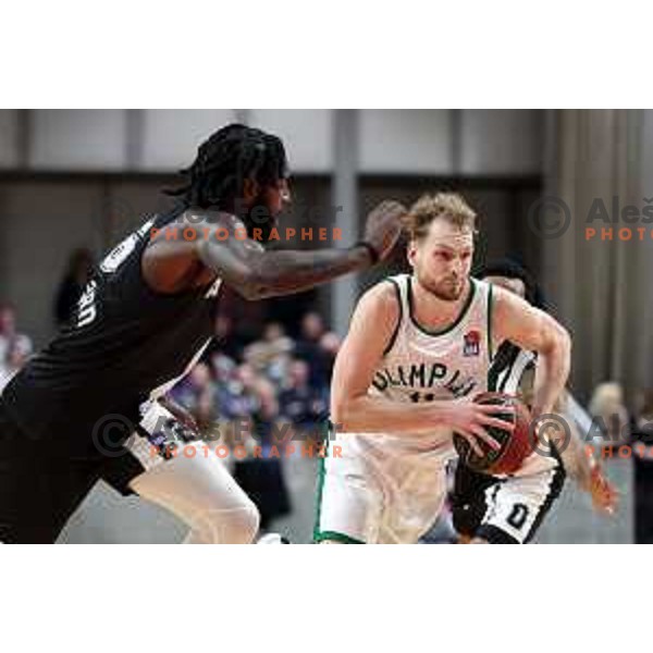 Jaka Blazic in action during ABA league regular season basketball match between Cedevita Olimpija and Partizan NIS in Tivoli Hall, Ljubljana, Slovenia on March 27, 2022