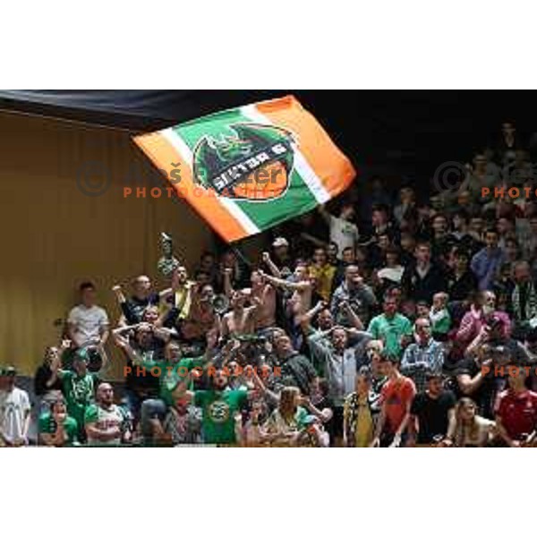 Fans of Cedevita Olimpija during ABA league regular season basketball match between Cedevita Olimpija and Partizan NIS in Tivoli Hall, Ljubljana, Slovenia on March 27, 2022