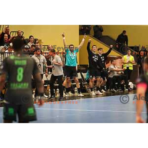 in action during eight-final of EHF Cup handball match between Gorenje Velenje (SLO) and USAM Nimes Gard (FRA) in Red Hall, Velenje, Slovenia on March 29, 2022