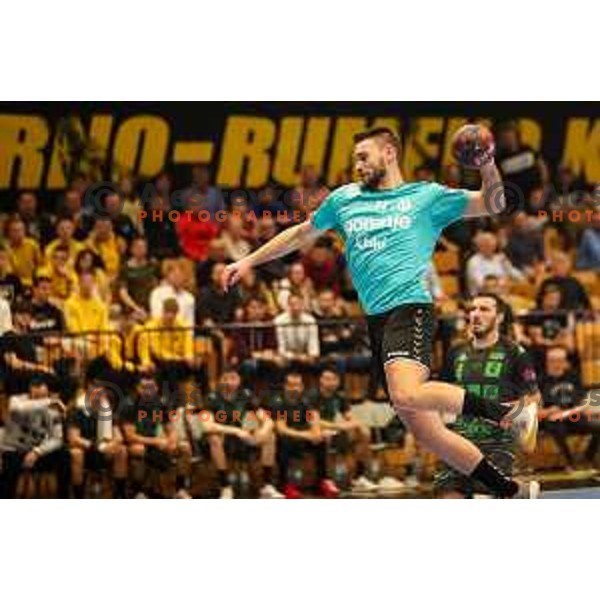 in action during eight-final of EHF Cup handball match between Gorenje Velenje (SLO) and USAM Nimes Gard (FRA) in Red Hall, Velenje, Slovenia on March 29, 2022