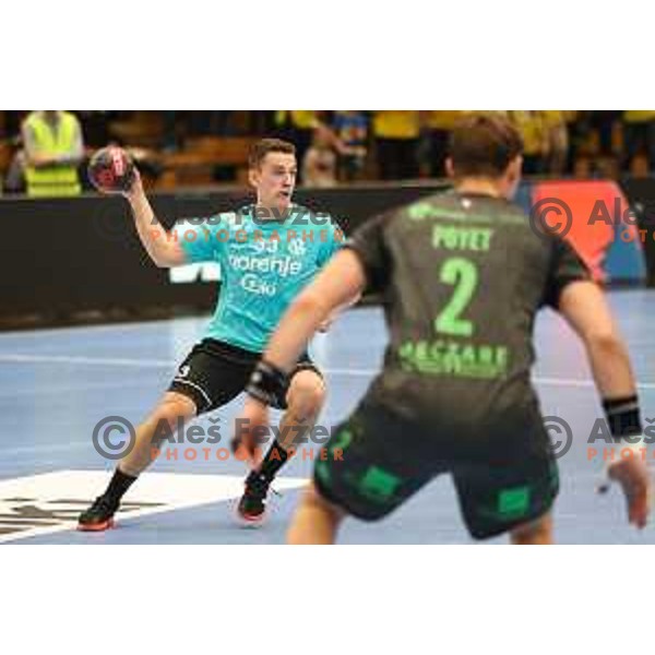 in action during eight-final of EHF Cup handball match between Gorenje Velenje (SLO) and USAM Nimes Gard (FRA) in Red Hall, Velenje, Slovenia on March 29, 2022
