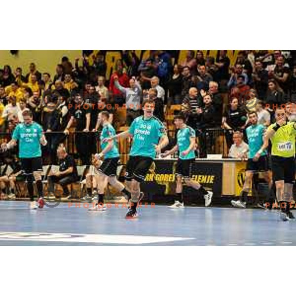 in action during eight-final of EHF Cup handball match between Gorenje Velenje (SLO) and USAM Nimes Gard (FRA) in Red Hall, Velenje, Slovenia on March 29, 2022