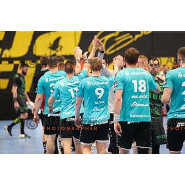 in action during eight-final of EHF Cup handball match between Gorenje Velenje (SLO) and USAM Nimes Gard (FRA) in Red Hall, Velenje, Slovenia on March 29, 2022