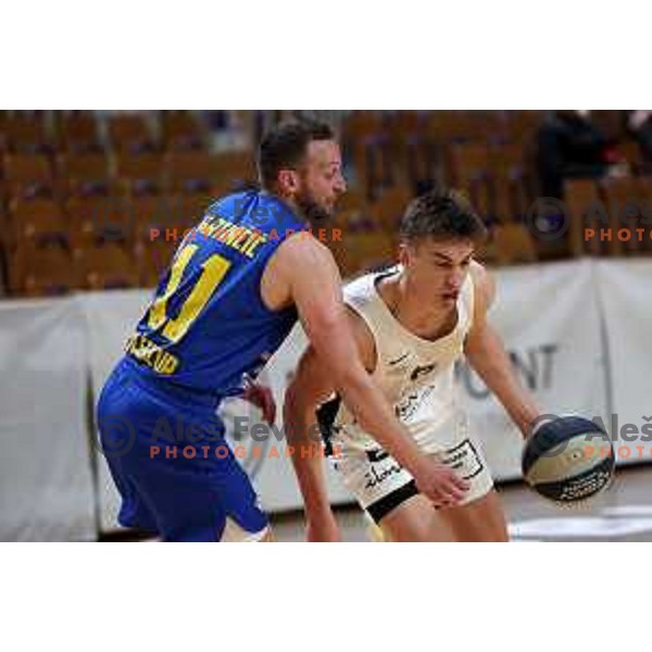 Nejc Martincic in action during Nova KBM league basketball match between Nutrispoint Ilirija and Sencur GGD in Tivoli Hall, Ljubljana, Slovenia on March 29, 2022 