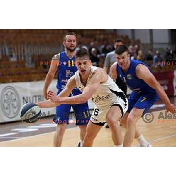 in action during Nova KBM league basketball match between Nutrispoint Ilirija and Sencur GGD in Tivoli Hall, Ljubljana, Slovenia on March 29, 2022