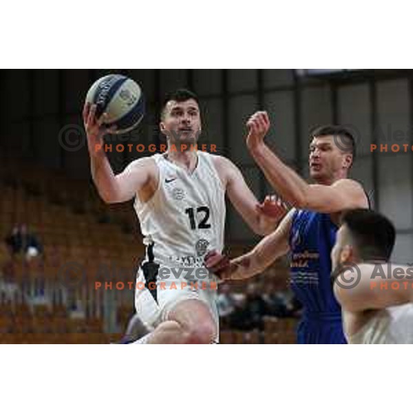 in action during Nova KBM league basketball match between Nutrispoint Ilirija and Sencur GGD in Tivoli Hall, Ljubljana, Slovenia on March 29, 2022